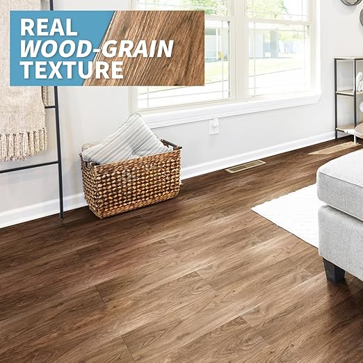 Art3d 36-Pack 54 Sq.ft Peel and Stick Floor Tiles Vinyl Plank Flooring Wood Look, Adhesive and Waterproof Tile Sticker for Bedroom, Living Room, Kitchen, RV in Rosewood