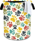Paw Print Laundry Basket Storage Bin Foldable Laundry Hamper Clothes Storage Bucket Organizer 19.6x15.7 Inch For Laundry Room/Bedroom/Bathroom