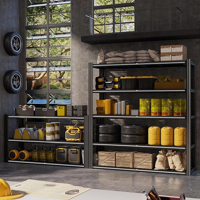 VDEVY 48" W x 72" H x 24" D Garage Shelving Heavy Duty,5 Tier Adjustable Metal Shelves Storage Rack,3030 LBS Large Industrial Shelving Unit for Basement,Warehouse,Garage Organization