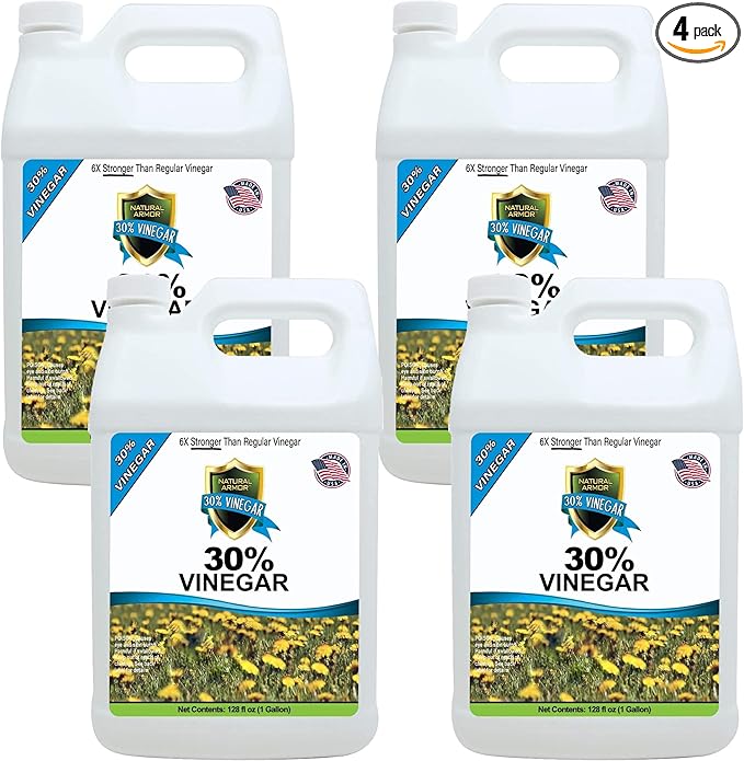 30% Vinegar Pure Natural Industrial Strength Concentrate with Literally Hundreds of Other Uses 6X Stronger Than Regular Vinegar (Case of 4 Gallon Refills)