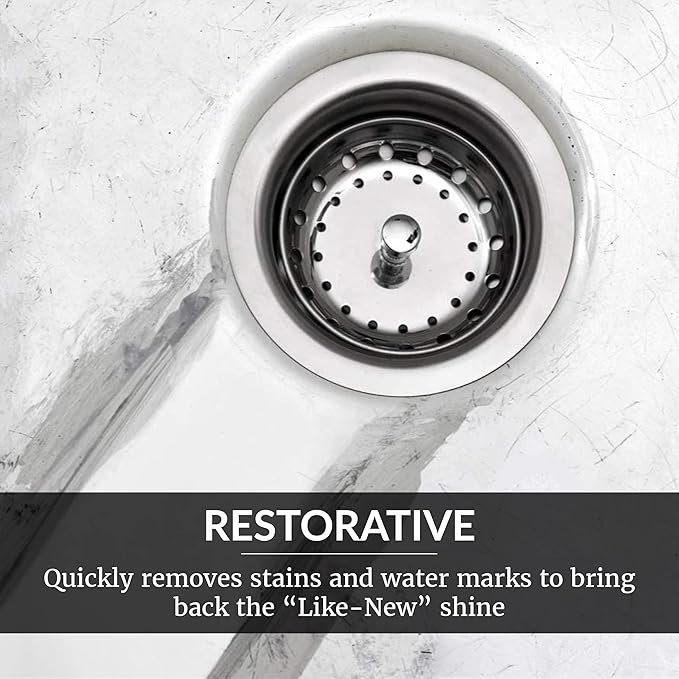 HOPE'S Perfect Sink Cleaner and Polish, Restorative, Water-Repellant, Removes Stains, Ideal for Brushed Stainless Steel, Cast Iron, Porcelain, Corian, Composite, Acrylic, 8.5 oz 4 Pack