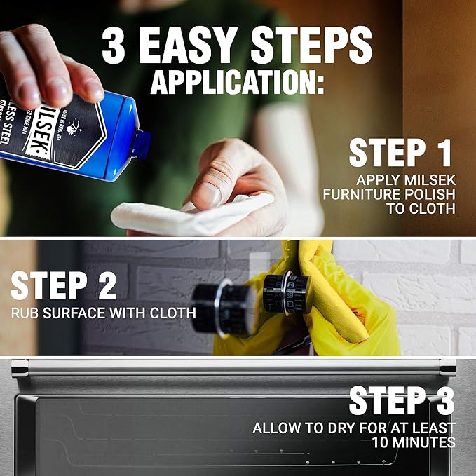 Milsek Stainless Steel Cleaner - Multipurpose Cleaning Supplies for Home and Kitchen Appliances, Sink, Stovetop, Dishwasher, Microwaves and Refrigerators - 12 Fl Oz (Pack of 4)