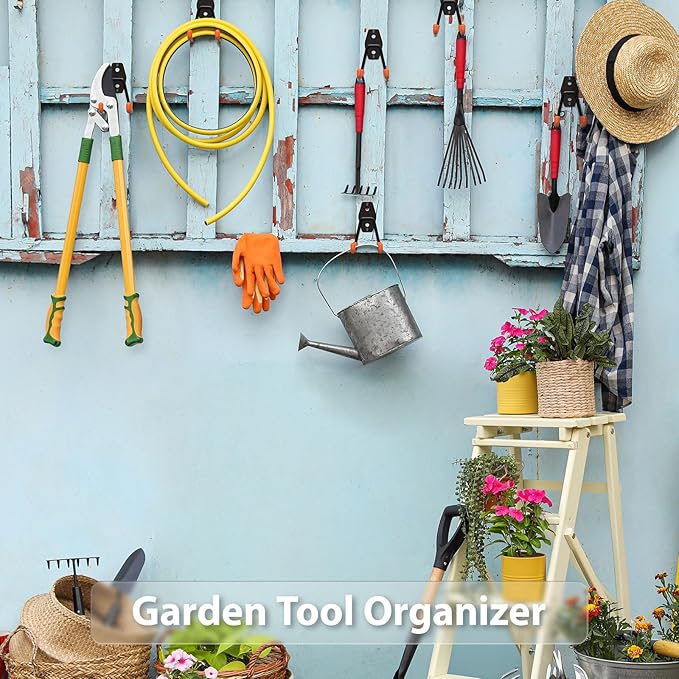 Garage Hooks with Anti-Slip Coating,Heavy Duty Wall Mount Storage Hooks for Hanging Bike,Hose,Ladder,Yard,Garden Tools (4 Pack Orange 4.5x2.75 inch)