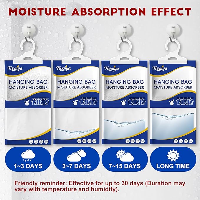 Moisture Absorbers 20 Pack,Hanging Closet Dehumidifier Bags,Moisture Absorbing Bags, Desiccant,Moisture Absorbing Bags for Closet,Wardrobes,Bedrooms, Bathrooms