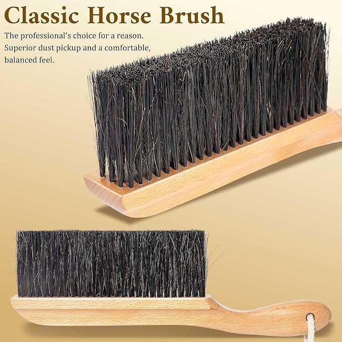 BFWood Horse Hair Hand Broom, Woodworking Bench Cleaning Brush, Fireplace Dust Brush, Hand Broom for Shop, Furniture, Carpet, Car Wash, Sweeping, Workspace, Exhibition-Hall, Upholstery