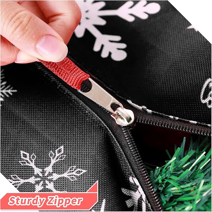 Christmas Tree Storage Bag 9ft (3pc Set), 600D Oxford Tear-proof Xmas Tree Bag, Fits Up to 9 Foot Artificial Trees, Reinforced Handles&Zippered&Durable, Holiday Decoration Storage Bags, Black