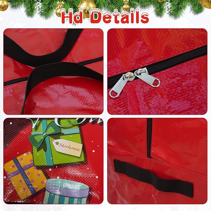 Christmas Tree Storage Bag 9FT, Christmas Tree Bag,Double Thickened Woven Fabric,Christmas Tree Storage for Disassembling Artificial Tree 65 * 15 * 30inch with 3 Organizer Pouches