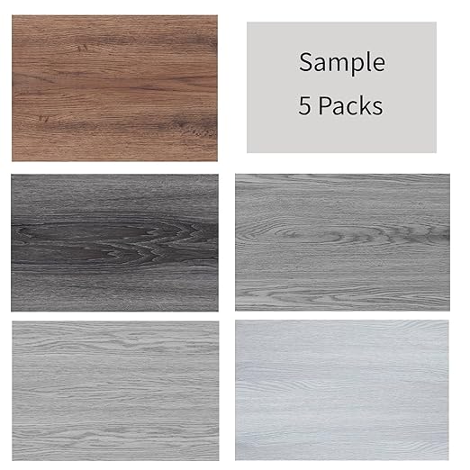 Peel and Stick Floor Tile Vinyl Plank Flooring Sample Set of 5 Packs, INMOZATA Self Adhesive Waterproof Vinyl Flooring Wood Grain Look Floor Tile for Bedroom, Living Room, Kitchen, RV (Sample)