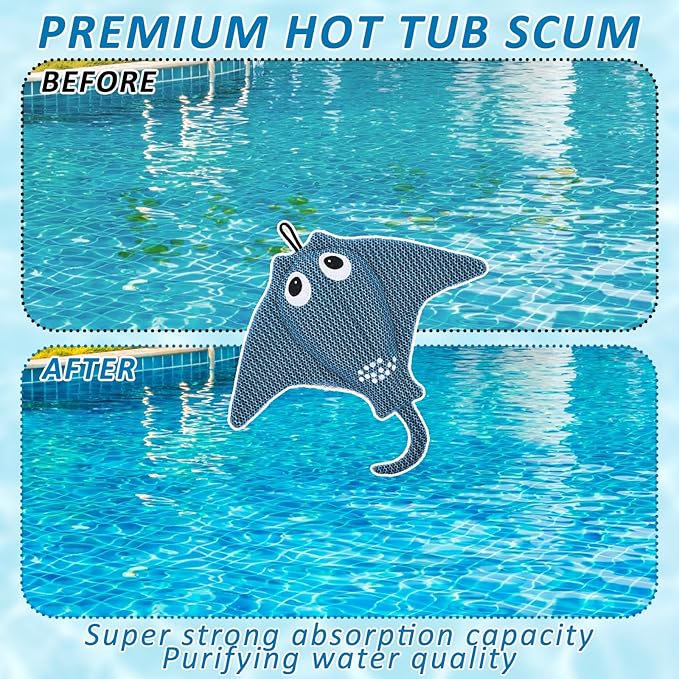 Hot Tub Scum Absorber with 4 Sponge Balls, 2025 Upgrade Reusable Scum Devilfish Hot Tub Absorber Accessories Hot Tub Sponge for Spa & Pool Cleaner, Hot Tub Oil Absorbing Keeps Water Clean