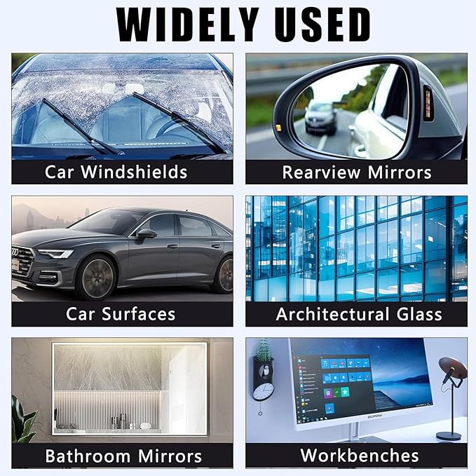 Rottipe 2PCS Glass Cleaner Kit,Glass Oil Film Remover, Windshield Hydrophobic Coating & Automotive Oil Film Cleaning Brush, Enhance Clarity with Car Glass Cleaner & Glass Cleaning Board