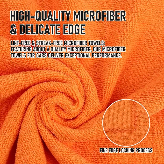 Tricol Clean Microfiber Cleaning Cloth, 16in*16in, 12 Pack Ultra-Thick Cleaning Rags, Super Absorbent, Lint Free & Streak Free Cleaning Towels for Car, House, Kitchen, Office
