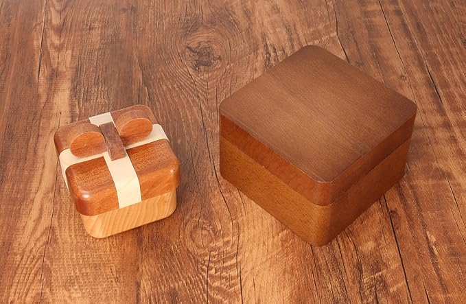 MISS LI GARDEN Special Design Wooden Ring Box, Ring Holder Box with Single Slot, Gift Box for Wedding,Engagement, Ceremony,Anniversary, Christmas