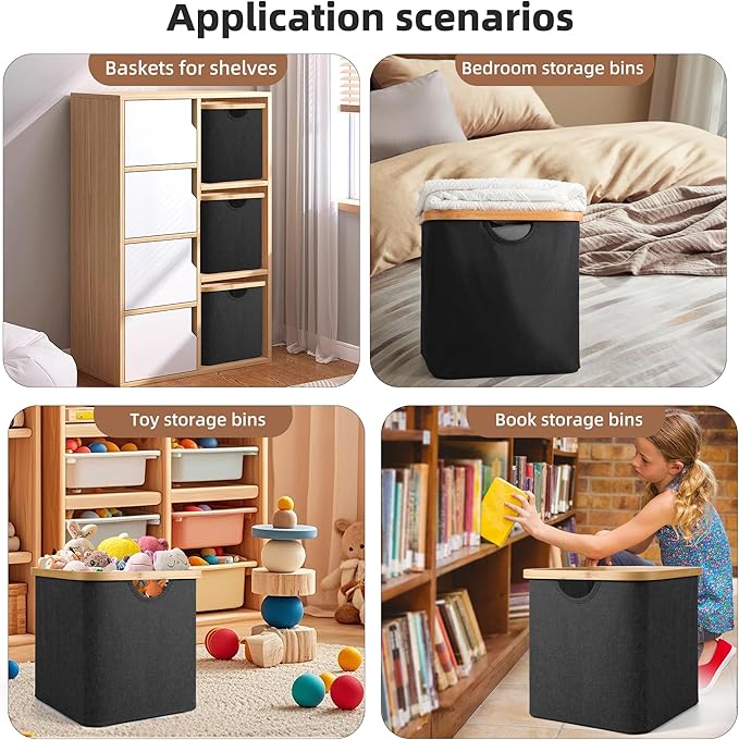 Cube Storage Bin 12 Inch -2 Pack,Collapsible Cube Storage Organizer with Handles,Fabric Storage Bins for Cubes Storages,Square Baskets for Organizing,Storage Bins for Shelve