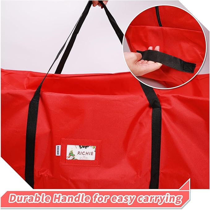 Christmas Tree Storage Bag 9ft (3pc Set), Fits Up to 9 Foot Artificial Trees, 600D Oxford Tear-proof Xmas Tree Bag, Reinforced Handles & Zippered & Durable, Holiday Decoration Storage Bags, Red