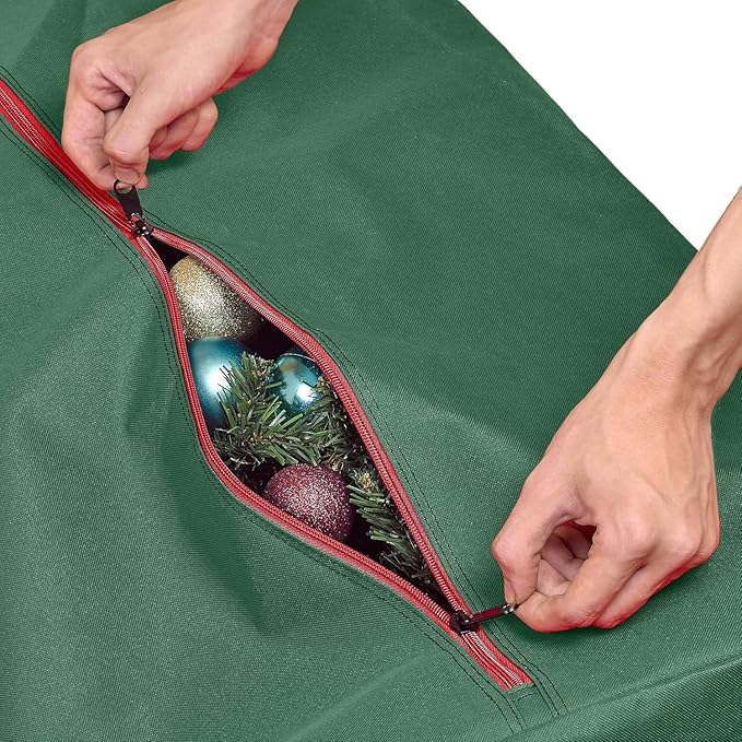HOLDN’ STORAGE Christmas Tree Bag Heavy Duty 600D Oxford - Christmas Tree Bags Storage Fits Up To 9Ft, Extra Wide, Waterproof Storage Bags with Reinforced Handles & Zipper - Green