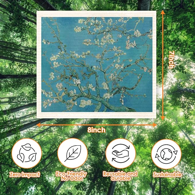 Morigins Swedish Dishcloths for Kitchen 6 Pack Van Gogh Painting Cellulose Sponge Cloths Non Scratch Reusable Paper Towels No Odor, Biodegradable and Reusable Kitchen Dish Rags