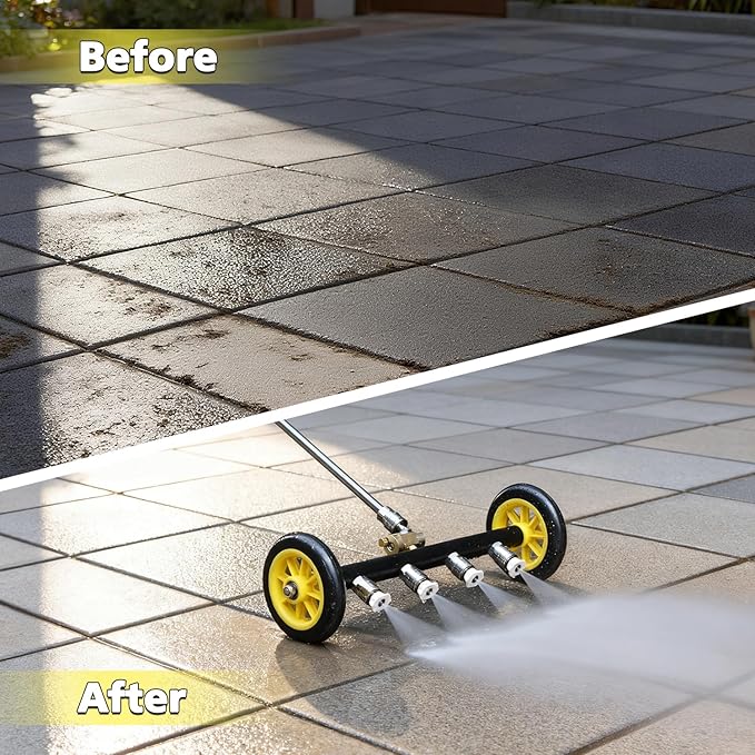 RAYNEL 16'' Pressure Washer Undercarriage Cleaner and Water Broom Attachment with 3 Pcs Extension Wands and 8 Nozzles - 4000PSI, 1/4'' Connector - for Electric and Gas Power Washers
