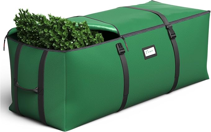 7.5Ft Christmas Tree Storage Bag, Fit up to Artificial Xmas Trees, with Double Zipper & Buckle Straps, Handles for Easy Carry, 600D Oxford Fabric Waterproof and Dustproof. (Green)