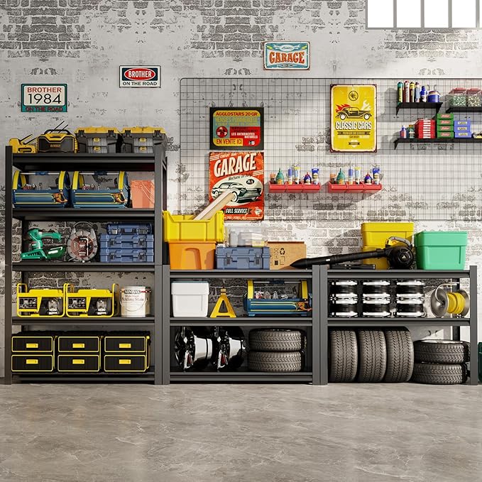 CBCNWR 72''H Garage Storage Shelves, 2800LBS Steel Heavy Duty Storage Shelves, Adjustable 5-Tier Metal Shelf Rack, Heavy Duty Shelving for Garage,Warehouse,Basement,Pantry–Black 47" W x19.7 D x72 H