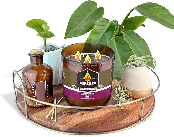 Torched Beer Scented Candles | Natural Soy Wax Candle | Raspberry Rye Scent 28 oz | Makes a Great Gift for Men, Beer Lovers, and Collectors | Bar Man-Cave Decor and Accessories