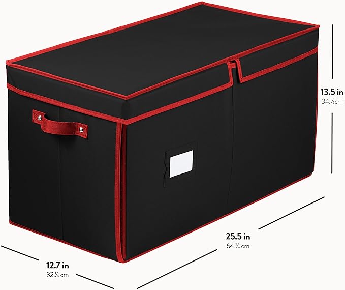 Premium Large Christmas Ornament storage Box, with Side Open, Drawer Style Trays - 3" Compartment, 8 Trays, Keeps 128 Holiday Ornaments & Xmas Accessories, Storage Container Made Of 600D Oxford Fabric