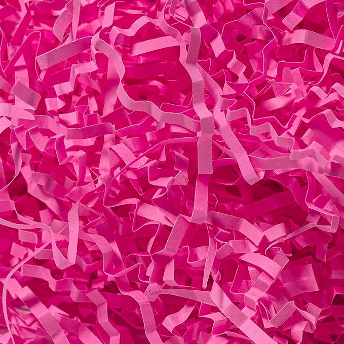 Mefleet 1 LB Crinkle Cut Paper Shred Filler Pink Crinkle Shredded Paper for Gift Box - Gift Basket Bag Filler - Grass Cushion Stuffing for Mother's Day Holiday Packaging Wrapping