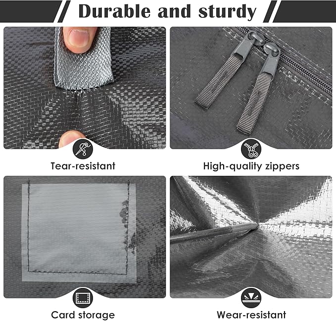 RMOHRO 6 Pack Extra Heavy Duty Large Moving Bags with Reinforced Zipper & Wide Handles, Waterproof Storage Bins for Clothes, College Dorm, Travel, and Home Organization, Gray