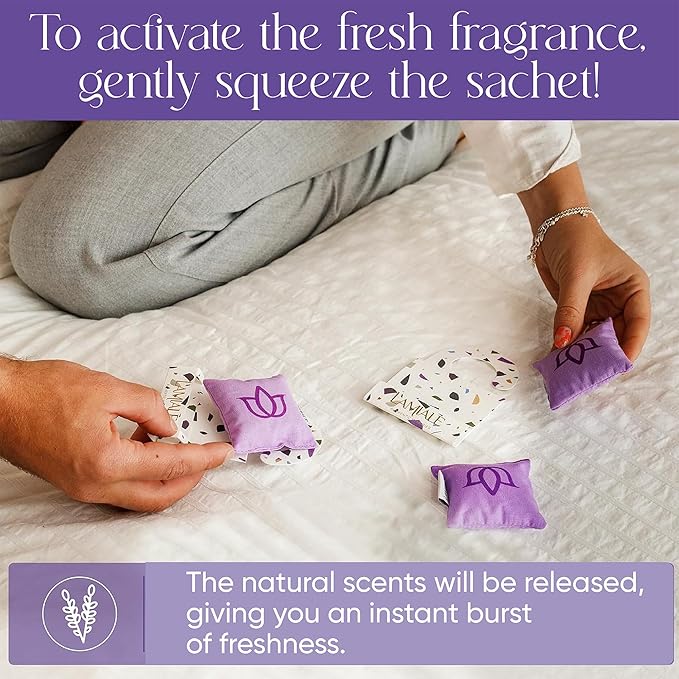 Lamiale Croatian Lavender Scented Sachets for Drawers and Closets – 12 Handmade Sachets, Natural Air Freshener, Moth Repellent, Thoughtful Gift for Her, Valentine's Day, Housewarming, Mother's Day