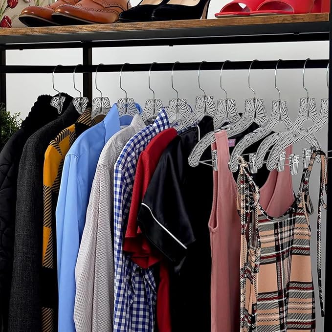 Clothes Hangers with Clips Plastic Set of 100 Pack Heavy Duty Hangers Dresses, T-Shirts Shirt Suit Hangers for Closet Organization Crystal Clear Hanger Pants Skirt Hanger Women and Men