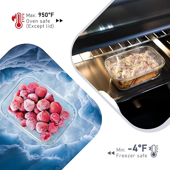 BOROHOUSE 10-Pack Glass Food Storage Containers with Tempered Lids – Borosilicate, Airtight, Oven-Safe (-4°F~950°F), BPA-Free, 4.4 & 1.6 Cup, Leak-Proof, Dishwasher Safe (Pink)