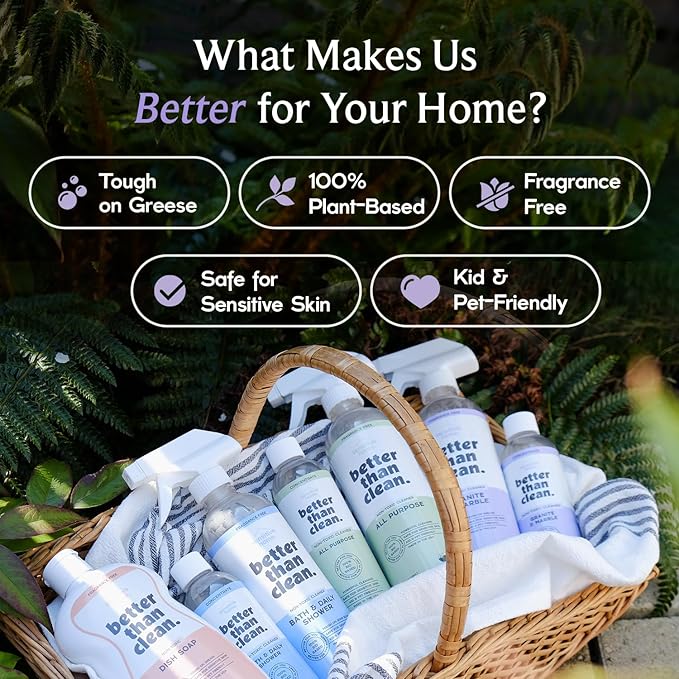 Better Than Clean Marble & Granite Cleaner Starter Pack - Plant-Based Natural Stone Cleaner for Countertops, Showers, Floors & More - Suitable for Sensitive Skin, Fragrance Free, Kids & Pet-Friendly