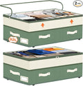 Dolicer 2 Pack Under Bed Storage with Wheels, 6in-10in Height Adjustable Underbed Storage Containers, 92L XXXL Under Bed Drawers Rolling Bin with Clear Lids for Dorm Shoes Clothes Organizers(Green)