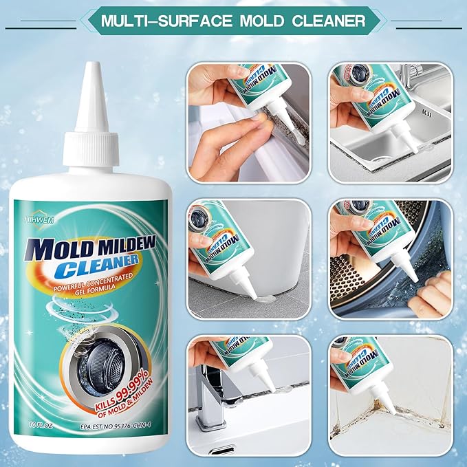 Bleach Stain Remover Gel, Heavy-Duty Tile Grout Cleaner - Bleach Washer Cleaner for Stain Removal in Bathroom, Kitchen, Washing Machine Seals & More | 10 Oz Multipurpose Household Cleaner