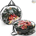 Hedume 2 Pack Wreath Storage Bag, 30" X 8" Clear Everyday Bag, Christmas Wreath Storage Container with Dual Zippered and Reinforced Handle for Holiday Seasonal Wreath Garland