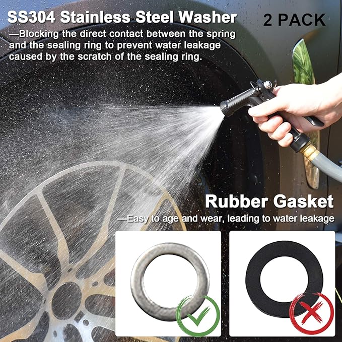 IRRIGLAD Hose Nozzle 2 Pack, Full Size Pistol Grip Water Nozzle Sprayer with Threaded Front, High Pressure Nozzle, Adjustable Spray Water Flow for Watering Plants, Showering Pet, Washing Car, Cleaning