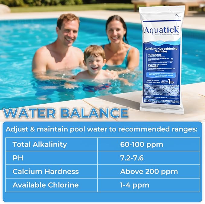 Pro-Grade Chlorine Pool Shock, 68% Cal-Hypo Granular Sanitizer, Prevents Bacteria & Algae, Restores Crystal Clear Water - Shock Treatment, Swimming Pool Chemical - 2 X 1lb