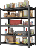 Garage Shelving Unit, Heavy Duty Metal Adjustable Storage, Steel Shelves, Industrial Shelves for Heavy Tools and Equipment, Ideal for Garage, Basement, Black (5-Tier, 63.0" H x 47.2" W x 23.6" D)