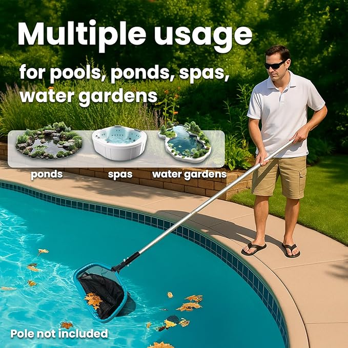 XtremepowerUS 17" Wide Pool Net, Professional Swimming Pool Leaf Skimmer Nets for Cleaning Double-Layer Deep Net Easy Scoop Edge,Debris Pickup