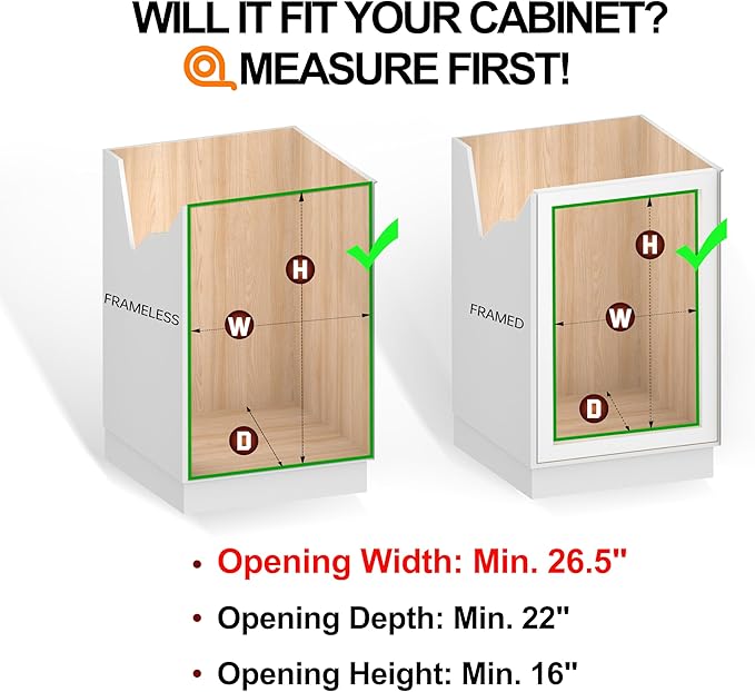 JOWBOOW (26" W x 22" D 2-Tier Cabinet Roll Out Shelves | Extra Wide Slide Out Drawers for Kitchen Cabinets, Heavy Duty Pull Out Cabinet Organizer 22 Inch Deep
