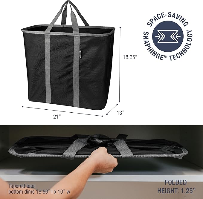 CleverMade Collapsible Laundry Basket - 64L Storage Organization Container 2Pack Midnight Black Shadow Gray - Portable Heavy-Duty Handles for laundry and Apartment Space-Saving