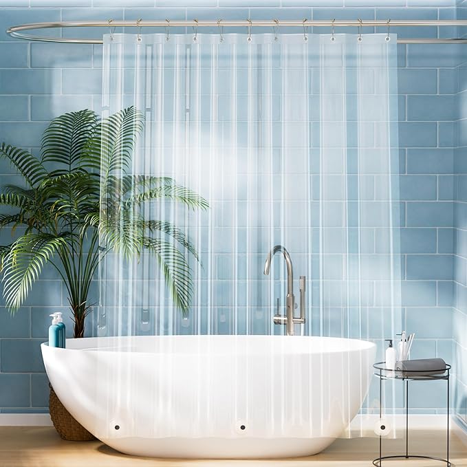 Titanker Plastic Shower Curtain Liner, Clear Shower Liner PEVA 66x72 Lightweight Waterproof Shower Curtains for Bathroom with Magnets and Rustproof Grommets