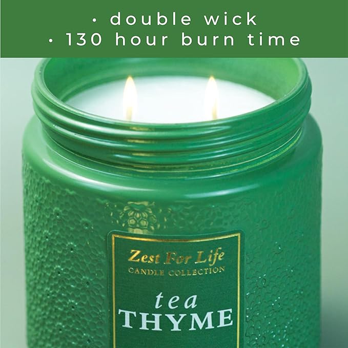 A Cheerful Giver - 28oz Large Scented Candle Jar with Lid- Zest for Life - 130 Hours of Burn Time, Gift for Women (Large, Tea Thyme)