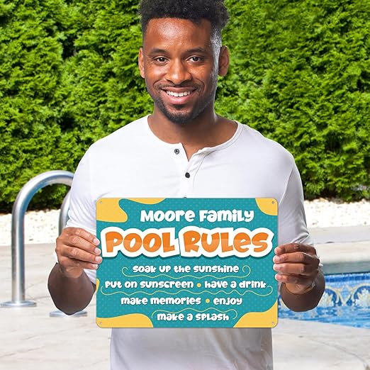 Custom Pool Sign, Pool Rules Soak Up The Sunshine For Pool Décor Sign, 10x14 Inches, Rust Free .040 Aluminum, Fade Resistant, Made in USA by Sigo Signs