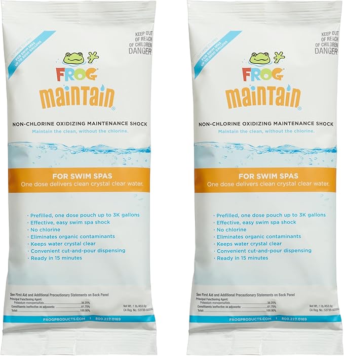 FROG Maintain for Swim Spas - Non-Chlorine Shock for use with Swim Spa FROG @Ease Floating System - Single Dose Packets for Easy Swim Spa Maintenance & Treatment - 2 Pack