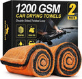 SMINDER 2-Pack 1200 GSM Car Drying Towels – Microfiber Towels for Cars (36" x 24"), Ultra-Absorbent, Streak-Free, Scratch-Free, No Water Spots, Double-Twist Pile & Edgeless Design(Orange)