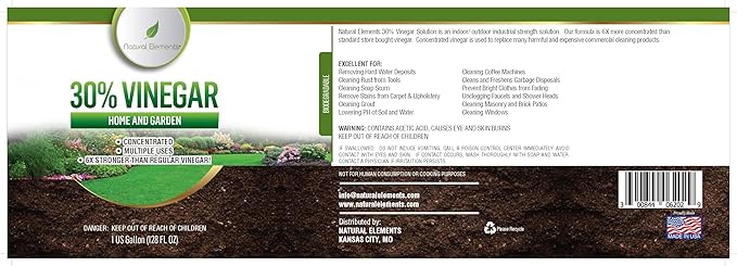 Natural Elements 30% Vinegar | Home & Garden | 6X Cleaning Power | Multiple Uses | 1 Gallon