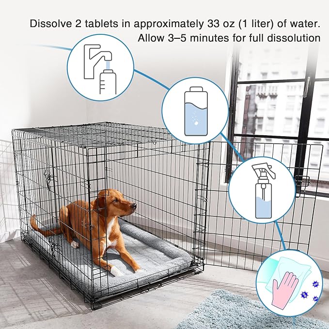 Raki Venus Kennel and cat bed Stain Removers Pet Stain Deodorizing eliminating residual pet urine odors on carpets, floors, and wall corners 100Tablets
