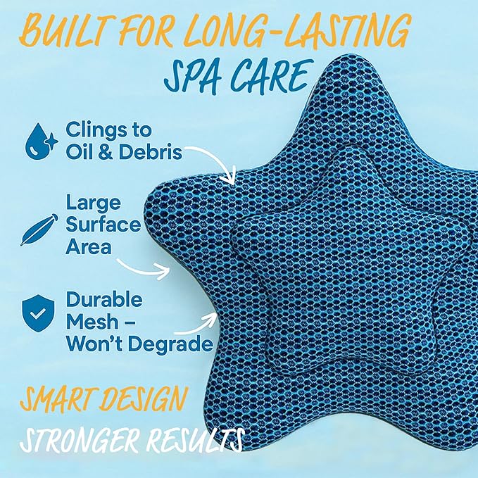 STAR SPLASH Scum Star Hot Tub Scum Absorber Two Pack- Reusable Oil Absorbing Sponge - Must Have hot tub Accessories for Adults and Kids