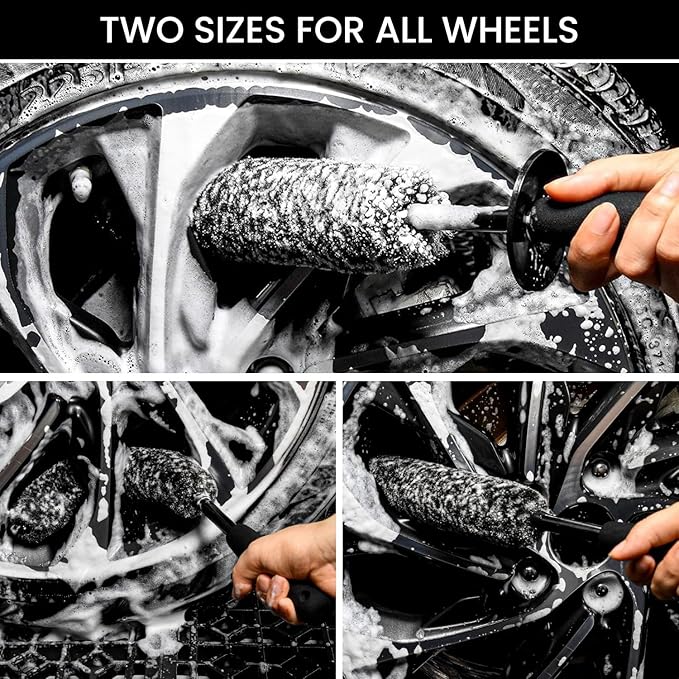 DEPOTA 7PCS Wheel Cleaner Brush Kit, Tire Brushes, Rim Cleaner Brush,Car Detailing Brushes, Tire Shine Applicator Pad, Car Wash Tools for Wheels and Tires No Spatter