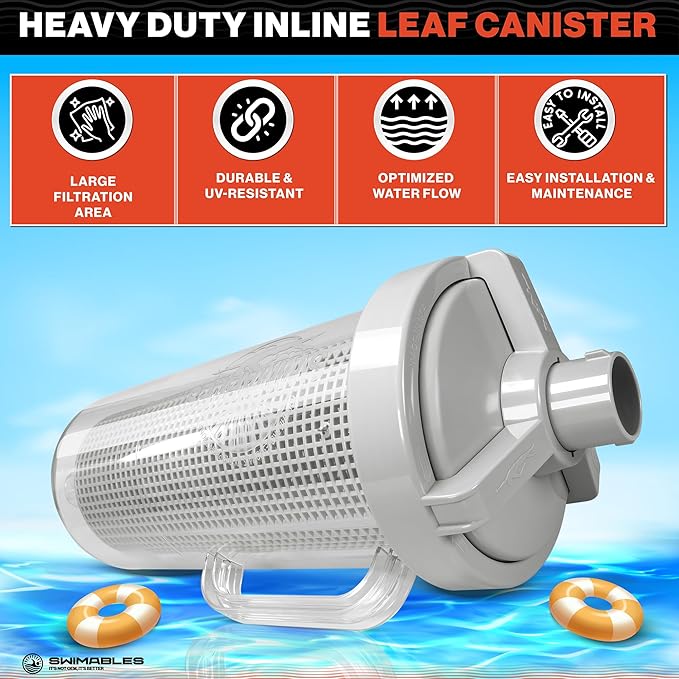 Swimables Heavy Duty Inline Pool Leaf Canister with Large Basket - Compatible with Hayward W530 Leaf Catcher - Durable Leaf Catcher for Pool Vacuum Systems - Ideal for Inground Swimming Pools